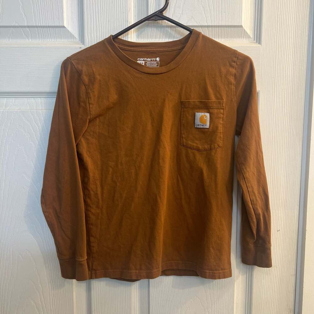Carhartt Boys Graphic Long-Sleeve Pocket T-Shirt Carhartt Brown Sz M(10-12) KIDS
